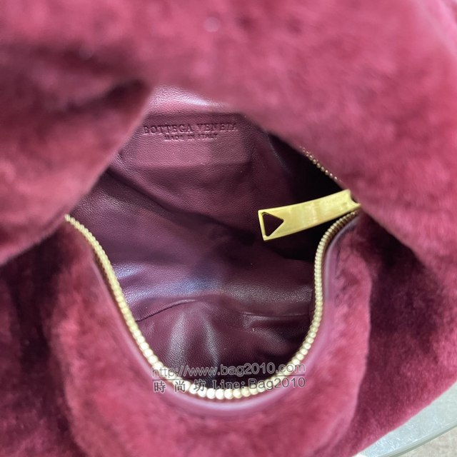 Bottega veneta高端女包 98080天鵝絨 寶緹嘉Jodie經典打結圓形hobo包 BV天鵝絨皮毛新款女包  gxz1389